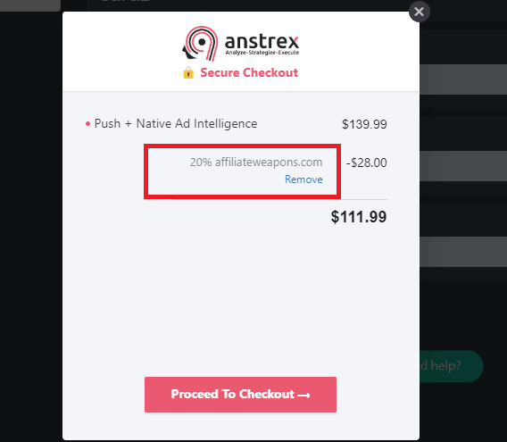 Anstrex Coupon AW20 Validation Proof