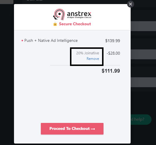 Anstrex Coupon JOINATIVE Validation Proof