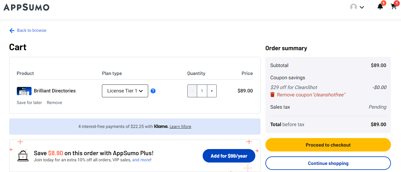 AppSumo Coupon CLEANSHOTFREE Validation Proof