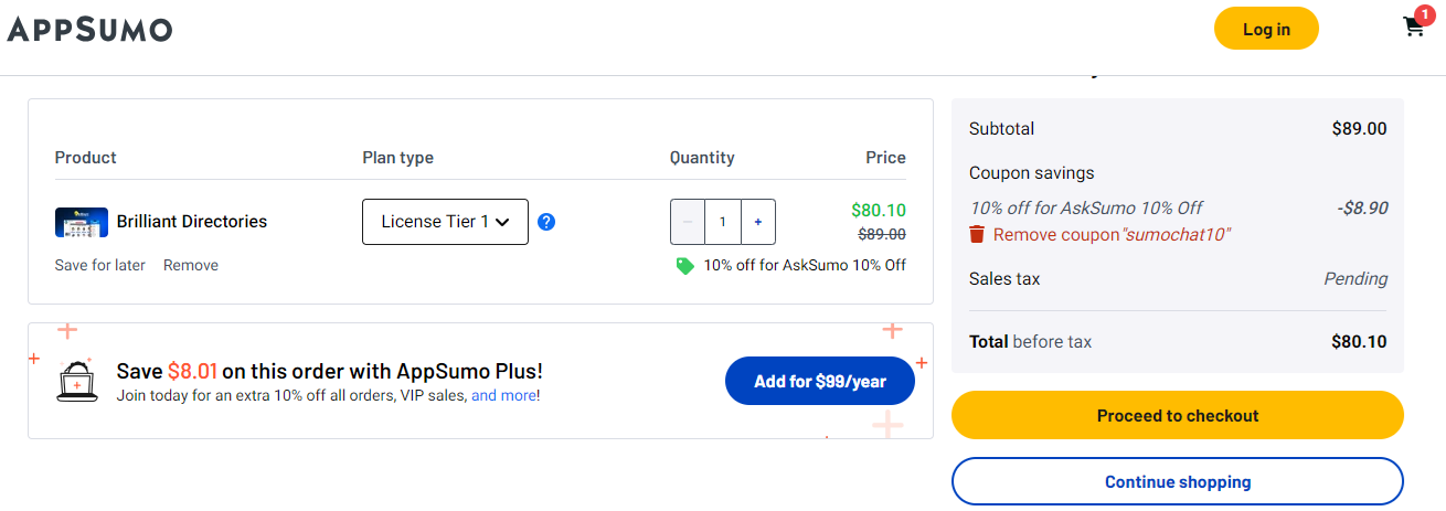 AppSumo Coupon SUMOCHAT10 Validation Proof