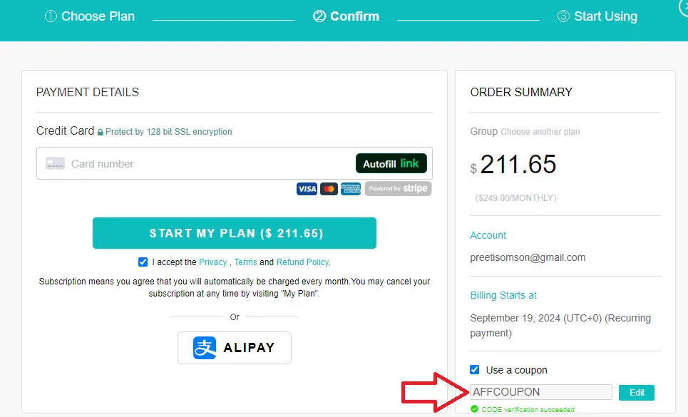 Bigspy Coupon AFFCOUPON Validation Proof