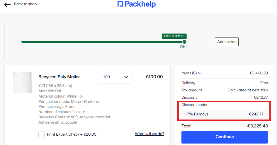 Packhelp Coupon ETSYREDDIT Validation Proof