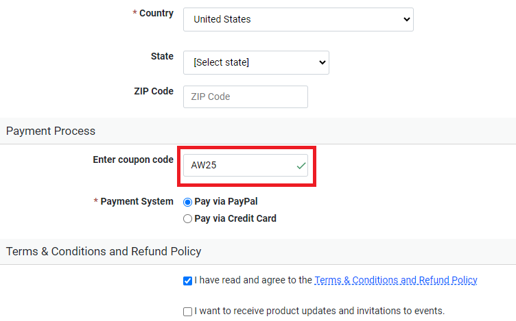 PowerAdSpy Coupon AW25 Validation Proof