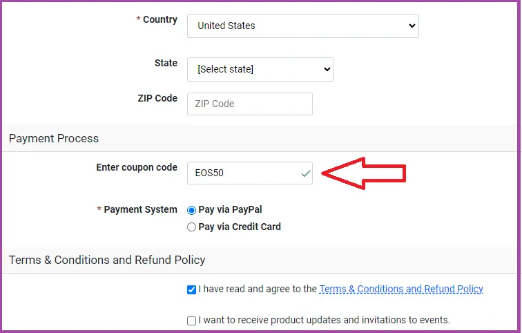 PowerAdSpy Coupon EOS50 Validation Proof