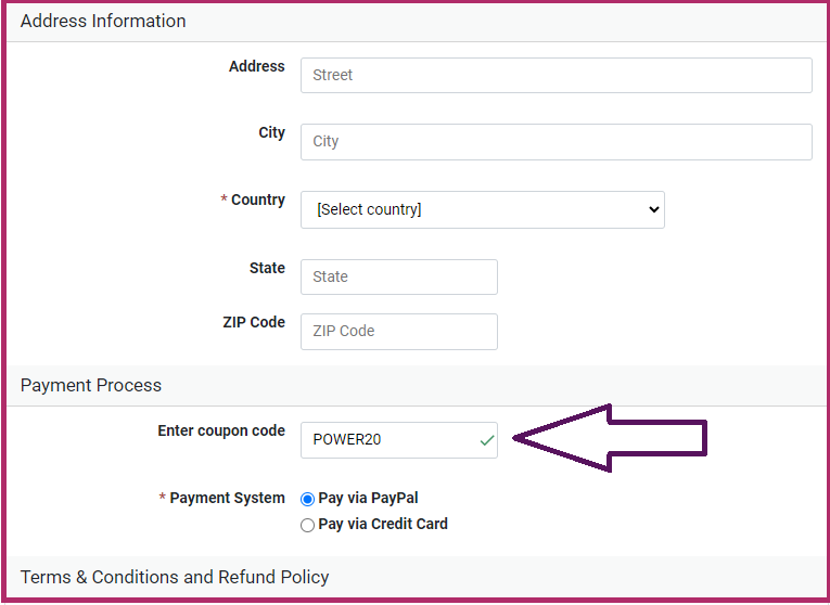 PowerAdSpy Coupon POWER20 Validation Proof