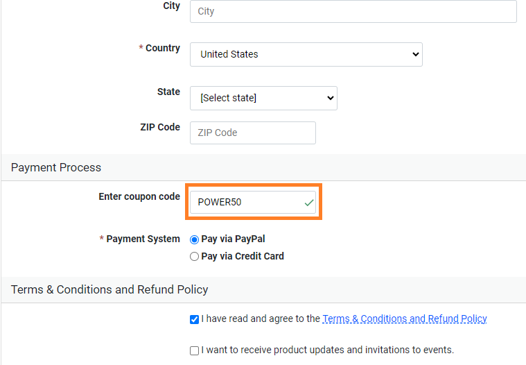 PowerAdSpy Coupon POWER50 Validation Proof