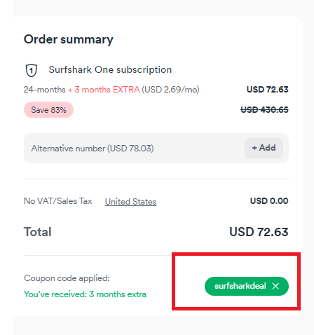 SurfShark VPN Coupon surfsharkdeal Validation Proof