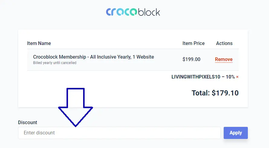 crocoblock Coupon LIVINGWITHPIXELS10 Validation Proof